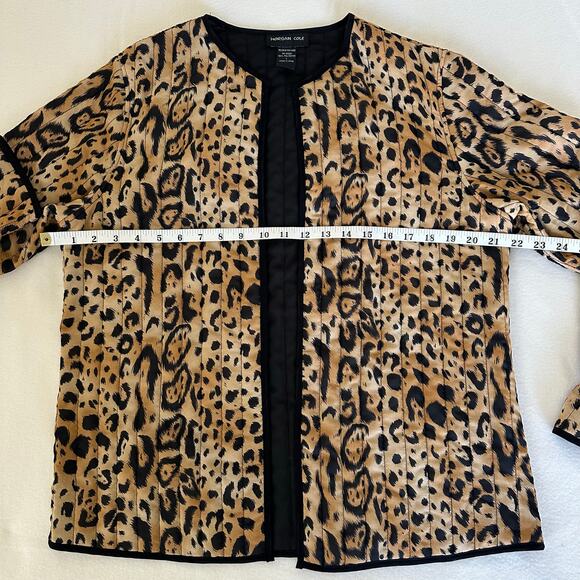 Leopard Print Quilted Open Front Blazer Size L Morgan Cole - Picture 9 of 14